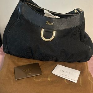 Original Gucci vintage leather& material bag!